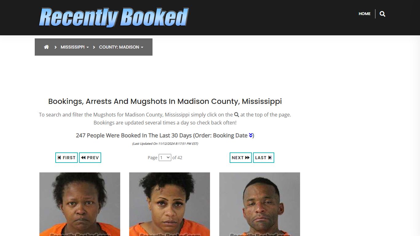 Bookings, Arrests and Mugshots in Madison County, Mississippi