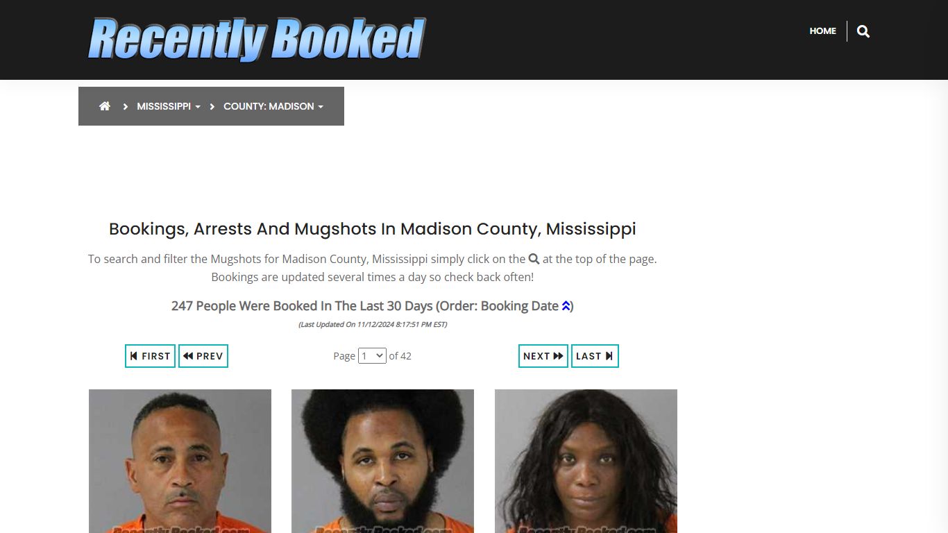 Bookings, Arrests and Mugshots in Madison County, Mississippi